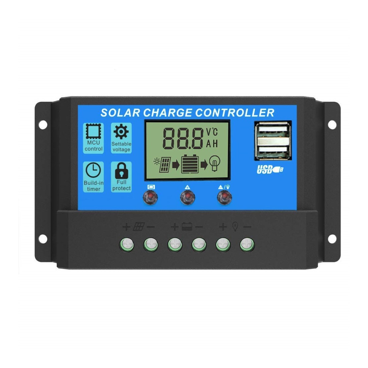 Basetech BT-TPS-545 Regolatore Di Carica Solare 12V 10A - Per Batterie Al Piombo - Protezione Sovraccarico