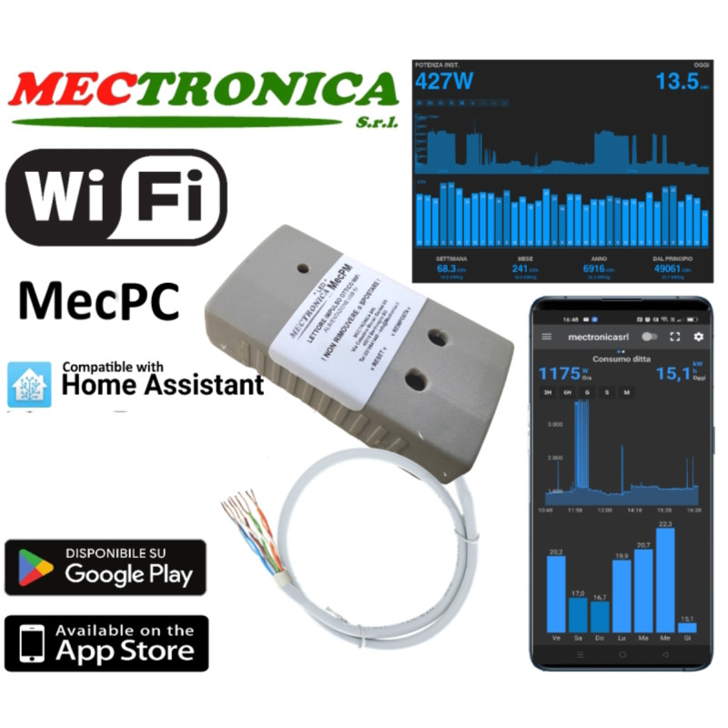 Contador contador inteligente WiFi MecPC con 4 entradas de pulsos