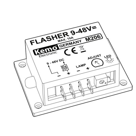 Clignotant électronique réglable pour lampes LED ou filament 9-48V DC 10A