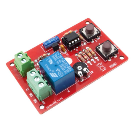 KIT de minuterie de démarrage et d'arrêt 12 V 0,11 – 240 secondes avec relais 250 V 2 A.