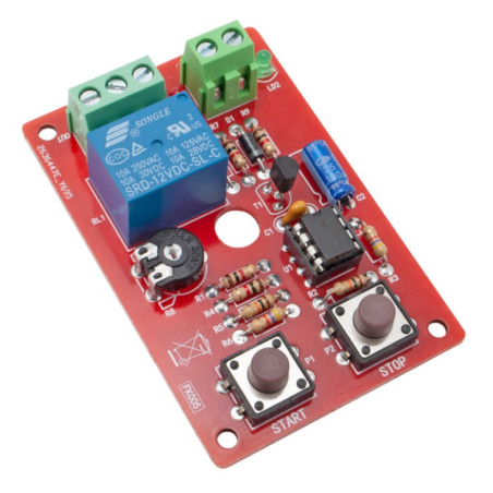 KIT de minuterie de démarrage et d'arrêt 12 V 0,11 – 240 secondes avec relais 250 V 2 A.