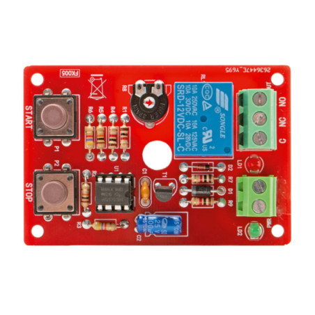 KIT de minuterie de démarrage et d'arrêt 12 V 0,11 – 240 secondes avec relais 250 V 2 A.