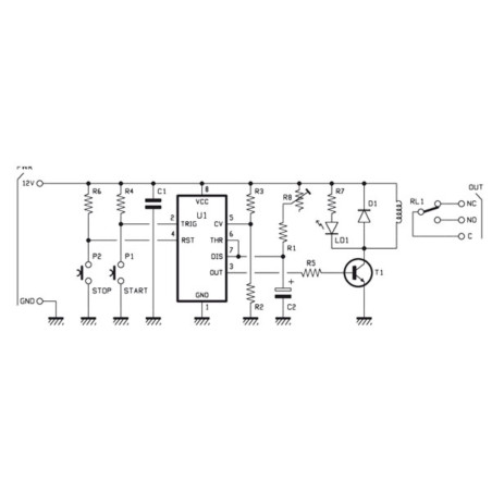 KIT Timer Start e Stop 12V 0.11 – 240 secondi con relè 250V 2A