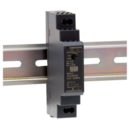 Fuente de alimentación DIN Mean Well HDR-15-5, 5 V CC, 2,4 A, 12 W