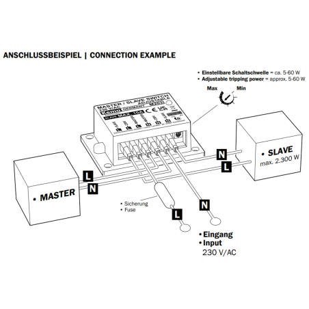 Kemo M203 Interrupteur maître-esclave 230 V AC réglable