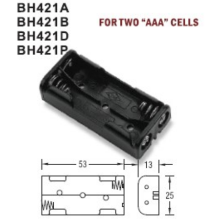 Battery holder for 2 AA batteries - COMF BH-421A