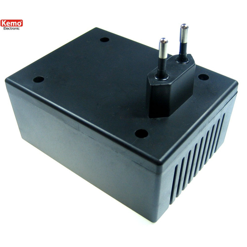 Caja de plástico negra 105 x 78 x 67 mm conector bipolar 10A integrado