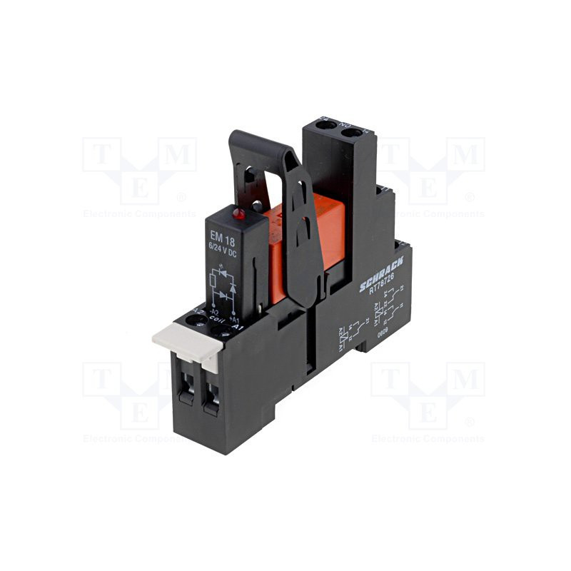 DPDT-Relaismodul, 8 A, 250 V AC, Spule 24 V DC mit Sockel für DIN-Schienenmontage