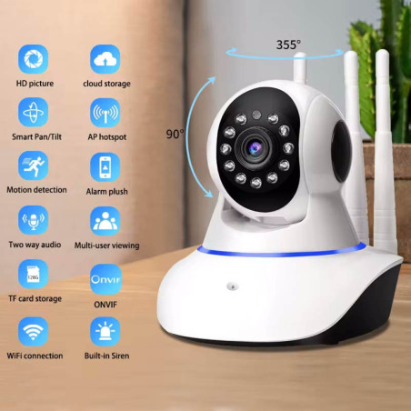 Caméra IP WiFi Yoosee 1080P pour maison connectée, panoramique, inclinaison, audio bidirectionnel, vision nocturne, RJ45
