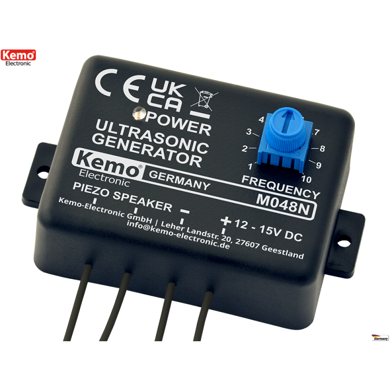 Kemo M048N Ultraschallgenerator 8-40 kHz 12 V DC Anti-Marder-/Tierabwehrmodul