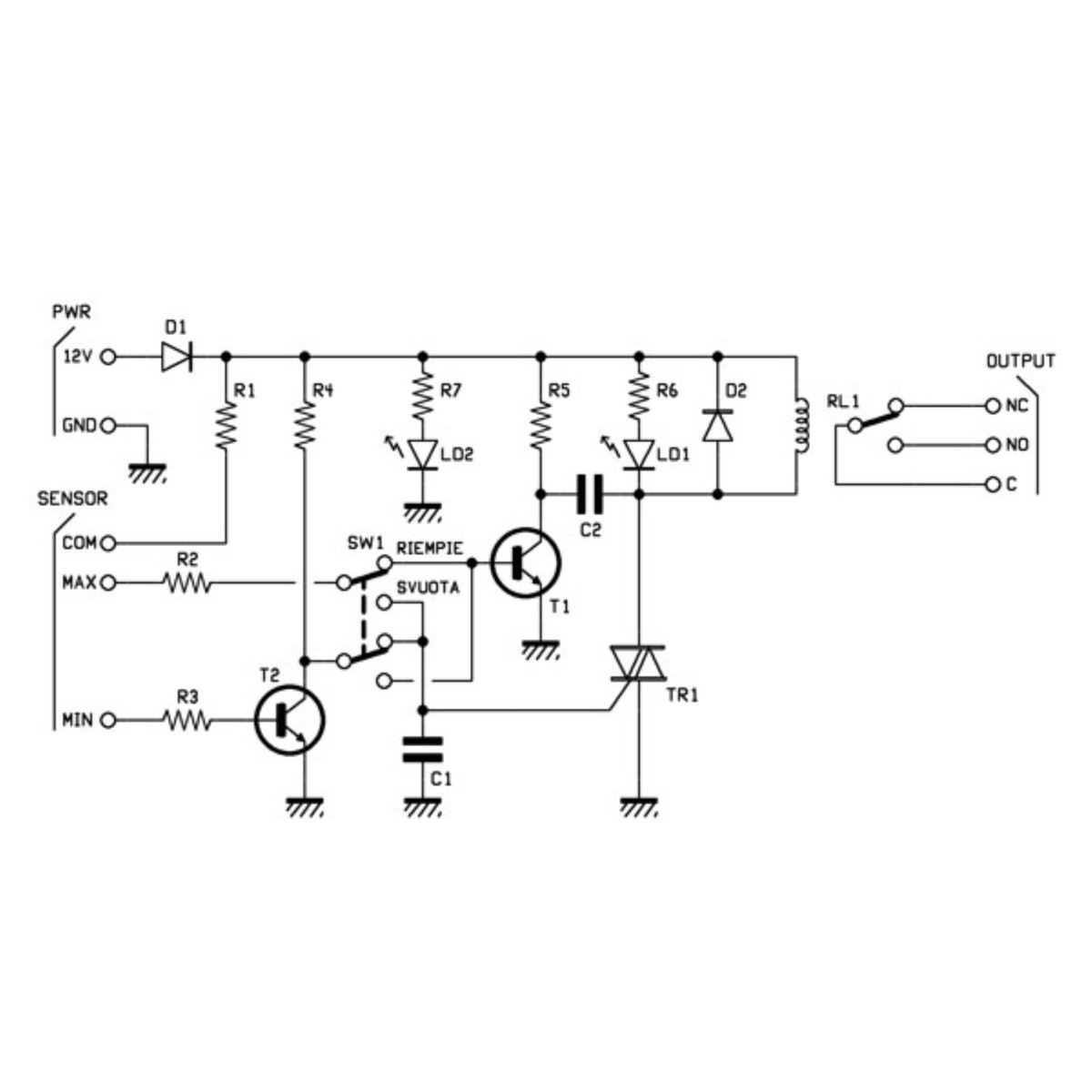 Level Sensor Generic Schematic Tank Liquid Level Control Kit – Tank Water Level Sensor DIY Project