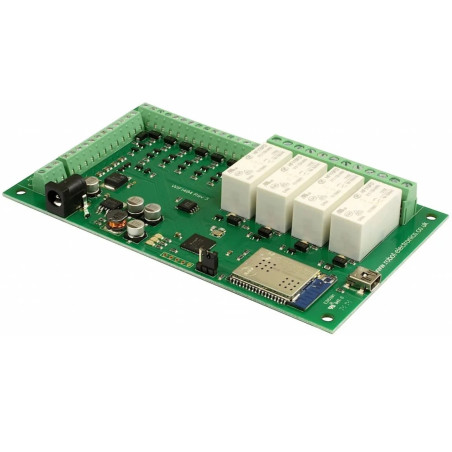 Moduł WiFi WIFI484 4 przekaźniki 16A styki czyste + 8 wejść/wyjść cyfrowych + 4 wejścia analogowe 12V