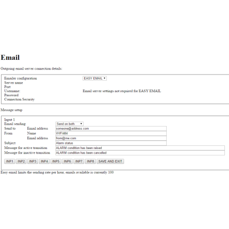WIFI484 WiFi-modul 4 reläer 16A rena kontakter + 8 digitala I/O + 4 analoga ingångar 12V