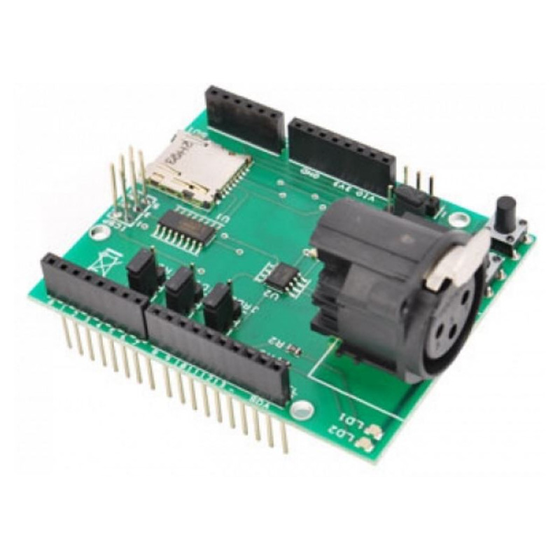 Shield Arduino DMX512 con connettore XLR e lettore microSD
