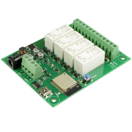 ESP32LR42 WiFi-relaismodule ESP32 4x16A 12V met 2 digitale ingangen MQTT Web HTML