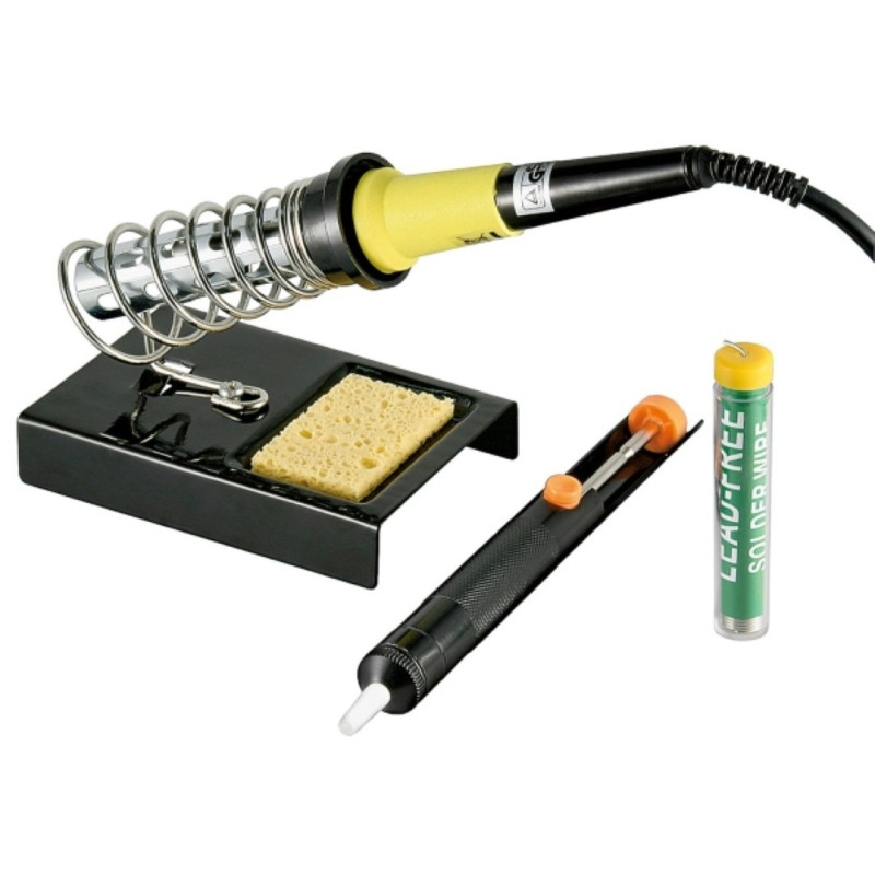 Set Saldatura 30W 230V Completo con Supporto Saldatore, Stagno e Succhiastagno