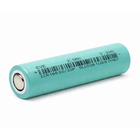 Batteria Li-Ion 18650 2000mAh 3.6V Alta Scarica 30A EVE Energia Ricaricabile