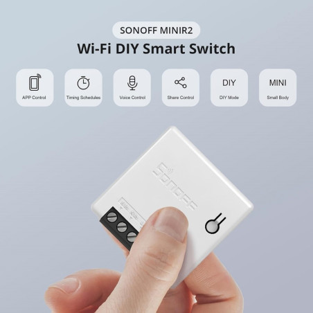 Interruptor WiFi inteligente Sonoff MINI R2 para automatización del hogar, compatible con Alexa, Google y eWeLink (montaje empot