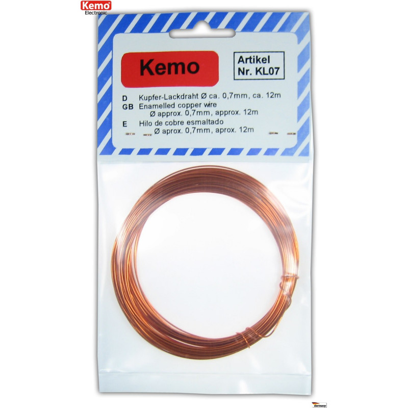 Enameled copper wire diameter 0.7 mm length 12m