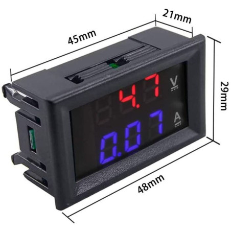 Amperometro Voltmetro Digitale DC 0-100V 10A con Doppio Display LED Rosso/Verde e Shunt Integrato EL3990