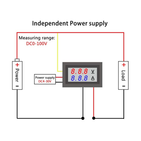 Woltomierz cyfrowy DC 0-100V 10A z podwójnym wyświetlaczem LED w kolorze czerwonym/zielonym i zintegrowanym bocznikiem EL3990