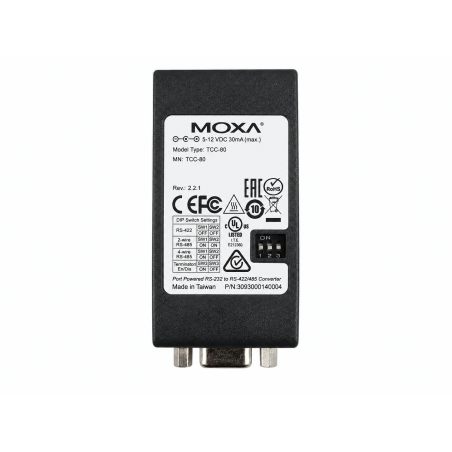 Convertisseur industriel MOXA TCC-80 RS-232 vers RS-422/RS-485 alimenté par port