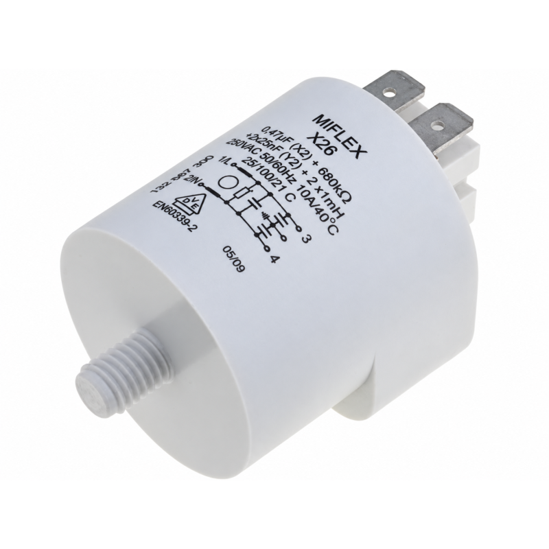 MIFLEX X26 250 V AC 10 A EMI-brusreducerande nätfilter för hushållsapparater
