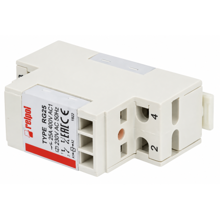 RELPOL RG25 – Modular relay DIN 2 NO 25 A, coil 230 V AC