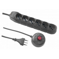 Power strip 6 socket with switch on cable for use with hand or pedal