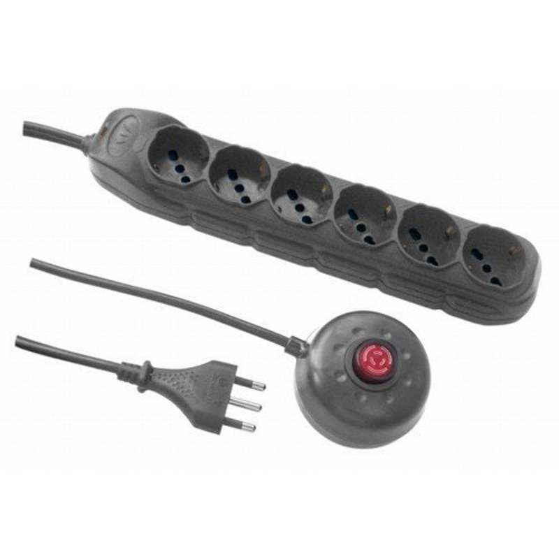 Power strip 6 socket with switch on cable for use with hand or pedal