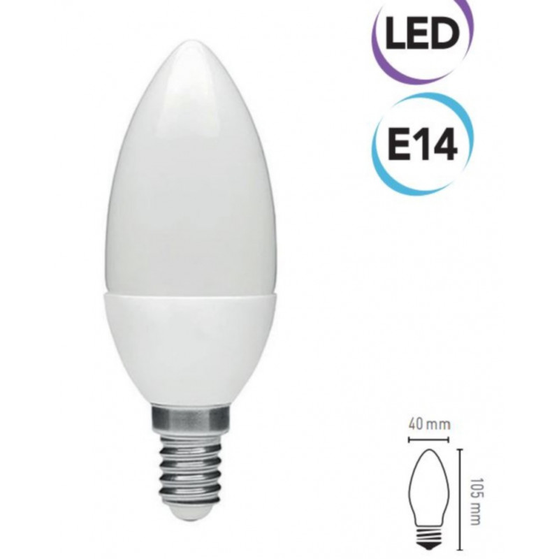Lampadina LED a candela 7W E14 500 lumen bianco freddo A+ Electraline 63239