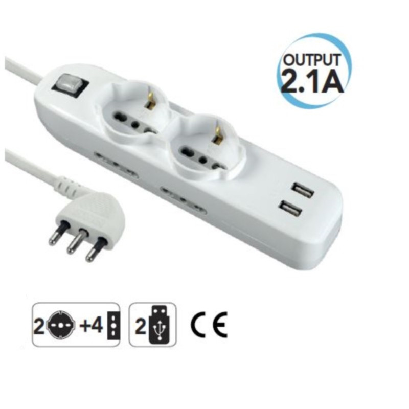 Multi-socket USB, italiano / alemán con electraline 62087 interruptor principal